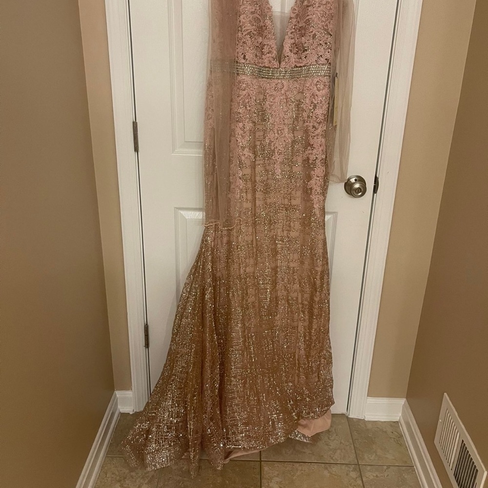 Rose gold sparkly evening gown